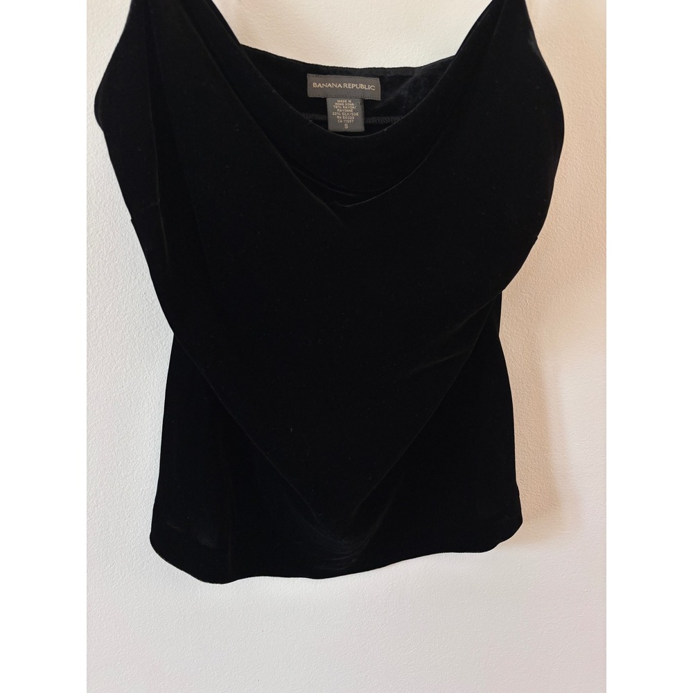Vintage Banana Republic Black Velvet Silk Blend Cowl Neck Camisole Top Small - Picture 4 of 5